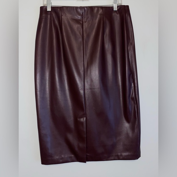 Leather Wine Pencil Skirt - Picture 2 of 3